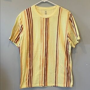 INC International Concepts Yellow Tee with Vertical Stripes